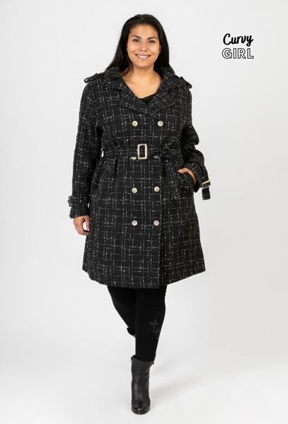 Picture of CURVY GIRL COAT WITH CONTRAST STITCHING